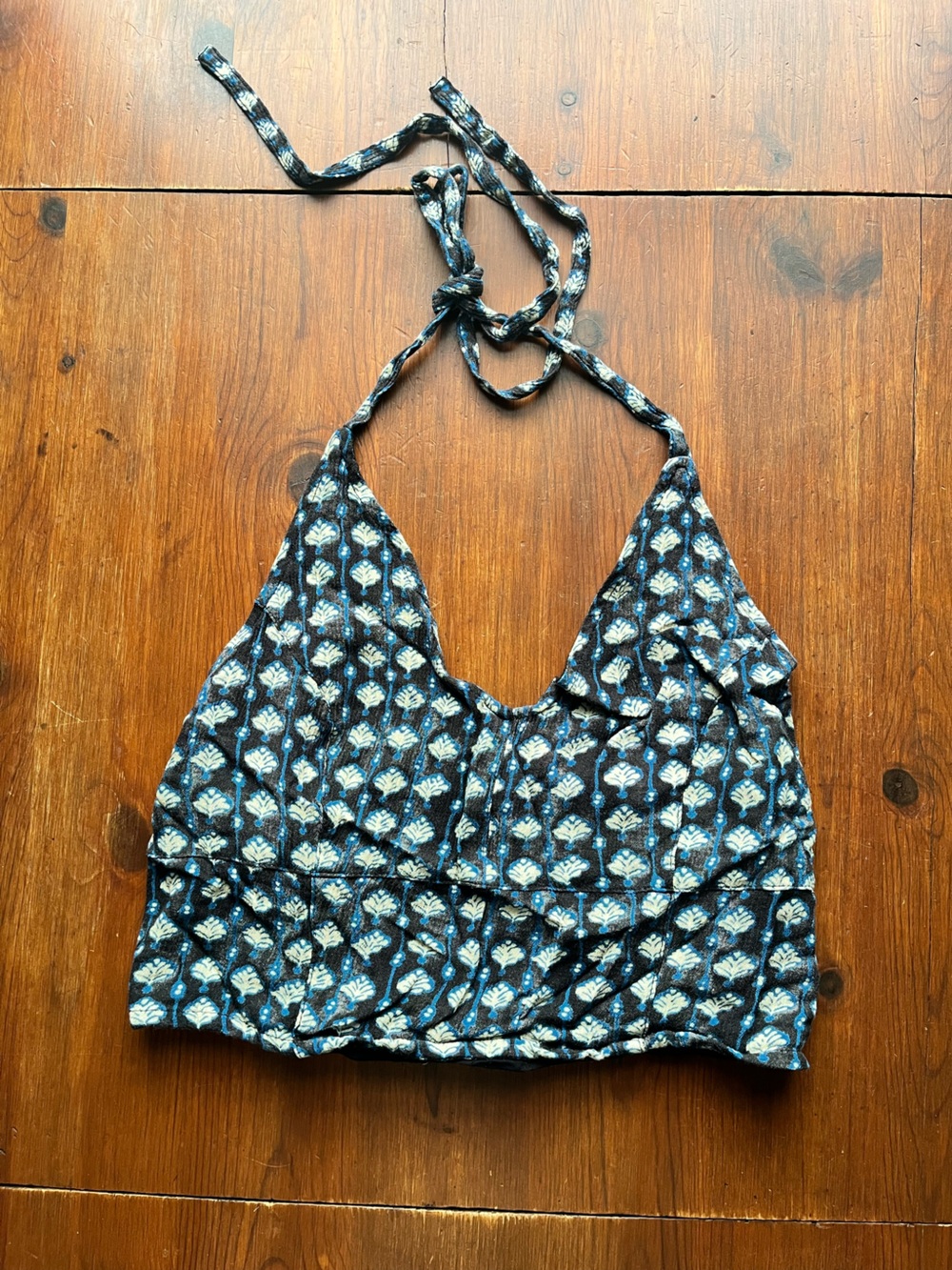 Free People Navy Blue Floral Halter Camisole